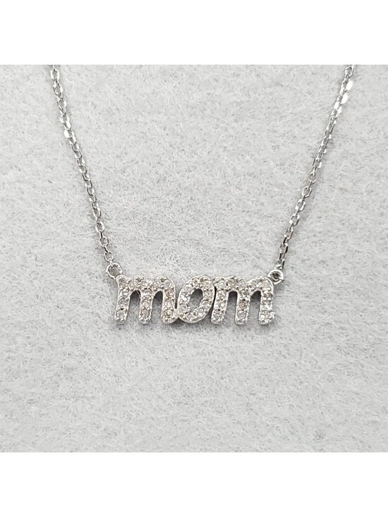 Unbranded Jewelry - Sterling Silver Diamond MOM Necklace Dainty 18"